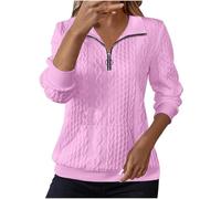 Générique Sweatshirt Femme Confortable Manches Longues Sweat Pull 1/4 zippé Couleur Unie Haut Sweater Workout Oversize Vetement Pour Printemps Automne Hiver Jacket Basic Surdimensionné Blouson