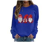 Générique Sweatshirt Femme de Noël, Sweat à Motif Lutins Festifs, Confortable et Stylé en Multicolore pour Fêtes de Noël, Célébrations et Loisirs