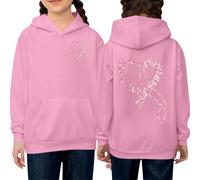 Générique Sweatshirt Fille Octobre Rose avec Capuche Pull Ample À Manches Longues Décontracté pour la Sensibilisation au Cancer du Sein Chic Élégant Hoodie Imprimé Ruban Rose pour Quotidien Solidaire