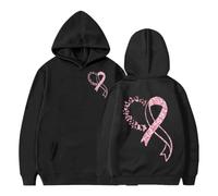Générique Sweatshirt Fille Octobre Rose avec Capuche Pull Ample À Manches Longues Décontracté pour la Sensibilisation au Cancer du Sein Chic Élégant Hoodie Imprimé Ruban Rose pour Quotidien Solidaire