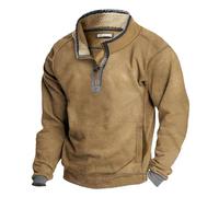 Générique Sweatshirt Thermique de Noël pour Homme Sweat Demi-Zip Rétro Médiéval pour Homme Sweat Brodé de Bois de Cerf Style Western Nord-Américain Pullover Viking Doublé Polaire
