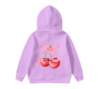 Générique Sweatshirts Enfant Fille Ado 1-14 Ans Automne Et Hiver Sweat Enfant Ado Fille Mignon Impression NœUd Cerise Hauts Manches Longues Couleur Unie La Mode DéContracté Ample (Purple, 9-10 Ans)