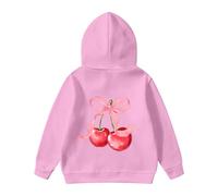 Générique Sweatshirts Enfant Fille Ado 1-14 Ans Automne Et Hiver Sweat Enfant Ado Fille Mignon Impression NœUd Cerise Hauts Manches Longues Couleur Unie La Mode DéContracté Ample (2-3 Ans)