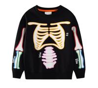 Générique Sweatshirts Garçon Sweat à Capuche Phosphorescent pour garçon, imprimé Squelette, Doux, Confortable et décontracté, idéal pour Les Tout-Petits et Les Jeunes. (Black, 6-7 Years)