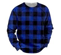 Générique Sweatshirts Homme Impression à Motif Carreaux Pull Sweat-Shirt Sweat sans Capuche Imprimé d'halloween Grande Taille Nouvelles Casual Long Blouse Homme Manche Longue Slim Fit Sport Haut