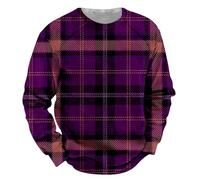 Générique Sweatshirts Homme Impression à Motif Carreaux Pull Sweat-Shirt Sweat sans Capuche Imprimé d'halloween Grande Taille Nouvelles Casual Long Blouse Homme Manche Longue Slim Fit Sport Haut