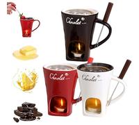 Générique Sweet Fondue Cup Set, Chocolate Fondue Mug with Fork, Mini Chocolate Melting Mug, Candle Wax Melting Pot, Butter Warmer, Fondue Pot Set for Cheese Caramel Candy(3Pcs)