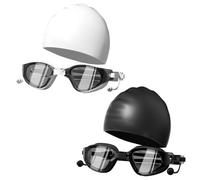 Générique Swim Goggles - Polycarbonate & Silicone, Standard Size Anti-Fog UV Protection | Comfortable Unisex Swimming Goggles with Cap for Women, Boys, Girls, Teens, Youth, Husband, Son, Daughter