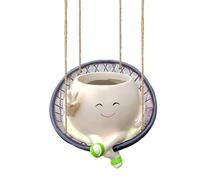 Générique Swing Face Planter - Resin Flower Head Planter | Cute Smiling Face Decorative Plant Pot with Swing for Garden, Yard, Indoor Plants, Home Decor, Patio, Desk, Flower Display