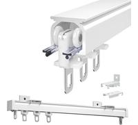 Générique Système de Rail pour Rideaux, kit de Rail Silencieux en Aluminium - Séparateur de pièce de 2,5 m (8,2 pi) à Fixer au Plafond ou au Mur, poulies en Acier inoxyda