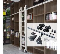 Générique Système de Rails pour échelle coulissante Verticale de bibliothèque, Longueur 1 m à 6 m, kit de Rails roulants avec roulettes (échelle Non Incluse), Rail/Rail Tubulaire Rond pour é