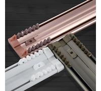 Générique Système De Tringle À Rideaux À Double Rail Conjointe, Ensemble De Tringle Au Plafond, Système De Rail De Rideau Coulissant pour Salon, Chambre, Séparation De Pièces(Rose,95cm/3.1ft)