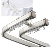 Générique Système de Tringle à Rideaux Double et Flexible - Rail en Aluminium de 300 cm pour fenêtres en Baie et installations Courbes, Fixation Plafond/Mur avec Roulette
