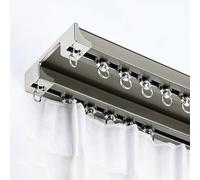 Générique Système de Tringle à Rideaux Double, Fixation Plafond, Rail en Aluminium de 2,5 m avec roulettes silencieuses, idéal pour séparer Les pièces dans Les Chambres,