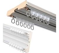 Générique Système de Tringle à Rideaux, Rail de Plafond Silencieux, séparateur de pièce Gris de 2,6 m pour Rideaux Doubles, Installation Facile, Glissement Fluide, idéal pour la Maison et Le Bureau.