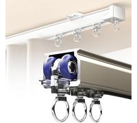 Générique Système de Tringle à Rideaux, Tringle en Aluminium Couleur Champagne - Fixation Plafond/Mur - Roulette silencieuse pour Douche, fenêtres, intimité, décoration i