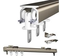Générique Système de Tringle à Rideaux, Tringle en Aluminium Robuste - Rail Simple de 1,6 m pour Fixation Murale/Plafond, système de coulissement Silencieux avec Roulette