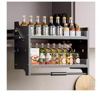 Générique Système D'étagères Rabattables à 2 Niveaux, Étagère de Rangement Haute Résistance pour Cuisine Supérieure pour Meubles Hauts de Cuisine, Bar et Café 900