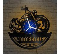 Générique SZGFR Moto 2 Horloge Murale en Vinyle, Horloge d’Enregistrement en Vinyle Art Mural Noir 12 Pouces pour Chambre à Coucher de Salon(12 Pouces B avec LED)