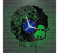 Générique SZGFR Moutons 2 Horloge Murale en Vinyle, Horloge d’Enregistrement en Vinyle Art Mural Noir 12 Pouces pour Chambre à Coucher de Salon(12 Pouces B avec LED)