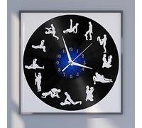 Générique SZGFR Position Sexuelle 2 Horloge Murale en Vinyle, Horloge d’Enregistrement en Vinyle Art Mural Noir 12 Pouces pour Chambre à Coucher de Salon(12 Pouces B sans LED)