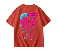 Générique T Shirt 67 Meme Six Seven pour Enfants garçons Filles T-Shirt Manches Courtes Col Rond Casual Oversize Classique Noël Baseball Basketball