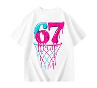Générique T Shirt 67 Meme Six Seven pour Enfants garçons Filles T-Shirt Manches Courtes Col Rond Casual Oversize Classique Noël Baseball Basketball