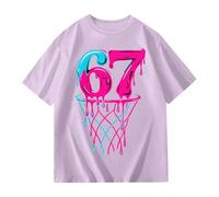 Générique T Shirt 67 Meme Six Seven pour Enfants garçons Filles T-Shirt Manches Courtes Col Rond Casual Oversize Classique Noël Baseball Basketball