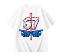 Générique T Shirt 67 Meme Six Seven pour Enfants garçons Filles T-Shirt Manches Courtes Col Rond Casual Oversize Classique Noël Baseball Basketball