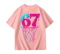 Générique T Shirt 67 Meme Six Seven pour Enfants garçons Filles T-Shirt Manches Courtes Col Rond Casual Oversize Classique Noël Baseball Basketball