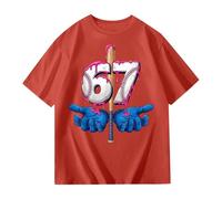 Générique T Shirt 67 Meme Six Seven pour Enfants garçons Filles T-Shirt Manches Courtes Col Rond Casual Oversize Classique Noël Baseball Basketball