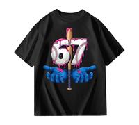 Générique T Shirt 67 Meme Six Seven pour Enfants garçons Filles T-Shirt Manches Courtes Col Rond Casual Oversize Classique Noël Baseball Basketball