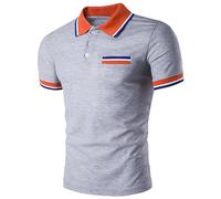 Générique T-Shirt à Manches Courtes à la Mode pour Hommes avec Un troisième Bouton (Grey, M)
