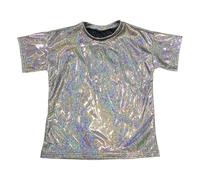 Générique T-shirt à manches courtes ample à paillettes, style unisexe polyvalent, pour enfants, idéal pour la danse de rue et les fêtes pour carnaval