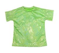 Générique T-shirt à manches courtes ample à paillettes, style unisexe polyvalent, pour enfants, idéal pour la danse de rue et les fêtes pour carnaval