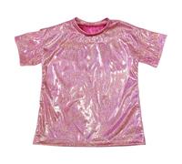 Générique T-shirt à manches courtes ample à paillettes, style unisexe polyvalent, pour enfants, idéal pour la danse de rue et les fêtes pour carnaval