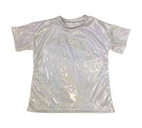 Générique T-shirt à manches courtes ample à paillettes, style unisexe polyvalent, pour enfants, idéal pour la danse de rue et les fêtes pour carnaval