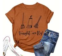 Générique T-Shirt à Manches Courtes Femmes T-Shirt décontracté à Manches Courtes et col Rond pour Femme,imprimé,Confortable,Basique,pour Tous Les Jours et la Saison(Orange,XL)