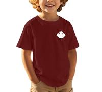 Générique T-Shirt à Manches Courtes pour Enfants, décontracté, Confortable et Tendance, imprimé Feuille d'érable, fête Nationale européenne et canadienne, fête de l'indépendance (6-7 Years)
