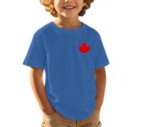 Générique T-Shirt à Manches Courtes pour Enfants, décontracté, Confortable et Tendance, imprimé Feuille d'érable, fête Nationale européenne et canadienne, fête de l'indépendance (Blue, 6-7 Years)