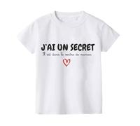 Générique T-Shirt Annonce Grossesse Grand Frère ou Grande Soeur, Blanc, J'Ai Un Secret il est dans Le Ventre de Maman (FR/ES, Âge, 4 Ans, Taille Normale)