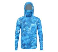 Générique T Shirt Anti UV Homme Capuche UPF50+ Chemise de pêche à Manches Longues Sweat à Capuche Protection Solaire Tee Shirts Anti-UV Respirant à Séchage Rapide (Masque Intégré)