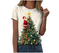 Générique T Shirt Basique Thème Fêtes en Coton Vêtement Décontracté Respirant Simple Le Haut Confortable pour Une Soirée Cocooning en Hiver Ou Un Look Décontracté pour Noël