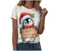 Générique T Shirt Basique Thème Fêtes en Coton Vêtement Décontracté Respirant Simple Le Haut Confortable pour Une Soirée Cocooning en Hiver Ou Un Look Décontracté pour Noël