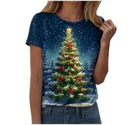 Générique T Shirt Basique Thème Fêtes en Coton Vêtement Décontracté Respirant Simple Le Haut Confortable pour Une Soirée Cocooning en Hiver Ou Un Look Décontracté pour Noël