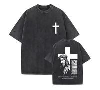 Générique T-Shirt chrétien avec Motif Croix de Jésus Lavage Vintage Manches Courtes Haut d'été vêtements Classiques sacrés de la Foi