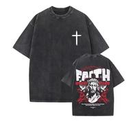 Générique T-Shirt chrétien avec Motif Croix de Jésus Lavage Vintage Manches Courtes Haut d'été vêtements Classiques sacrés de la Foi