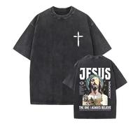 Générique T-Shirt chrétien avec Motif Croix de Jésus Lavage Vintage Manches Courtes Haut d'été vêtements Classiques sacrés de la Foi
