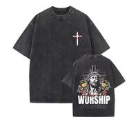 Générique T-Shirt chrétien avec Motif Croix de Jésus Lavage Vintage Manches Courtes Haut d'été vêtements Classiques sacrés de la Foi