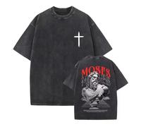 Générique T-Shirt chrétien avec Motif Croix de Jésus Lavage Vintage Manches Courtes Haut d'été vêtements Classiques sacrés de la Foi